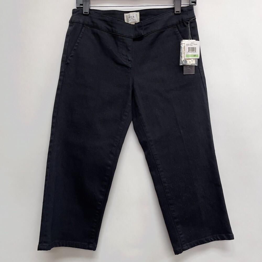 ECI New York‎ Women's Denim Pants 4 Petite Black Cropped Stretch NWT